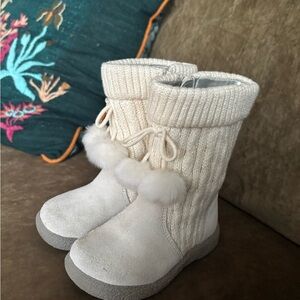 Janie and Jack Cream Girls Winter Boots Sz 7 Beautiful